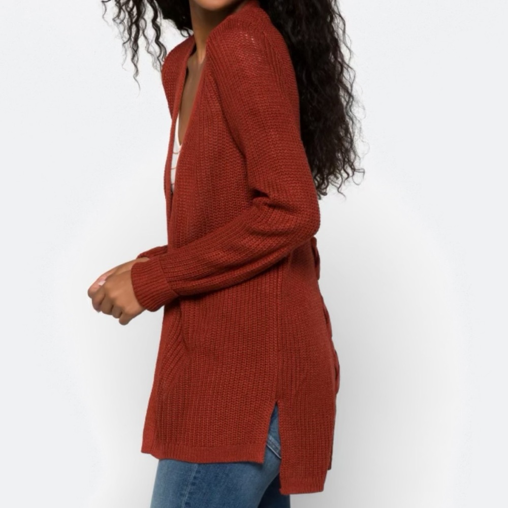 Chic Rust Open-Front Cardigan - Picture 4 of 8